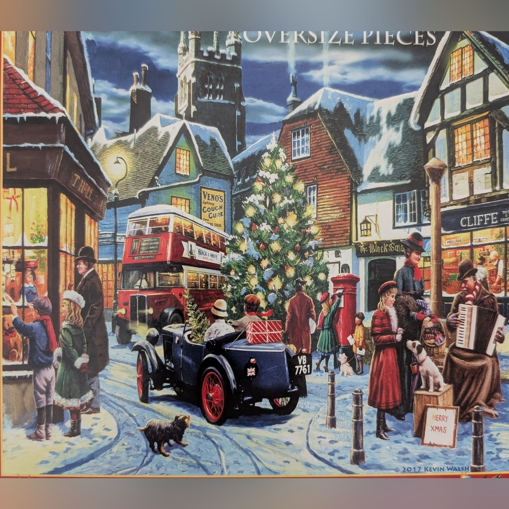 BUNDLE 3 Christmas Holiday Jigsaw Puzzle 1000 PC Fireside Dog Cat London Streets - Picture 10 of 15
